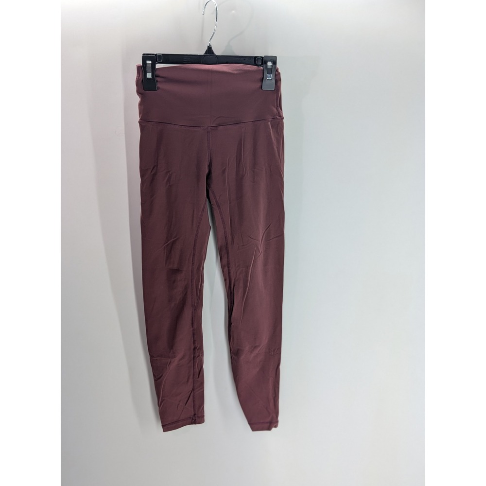 Born Primitive Womens High Waisted Athletic Leggings Burgundy Plum Size Small